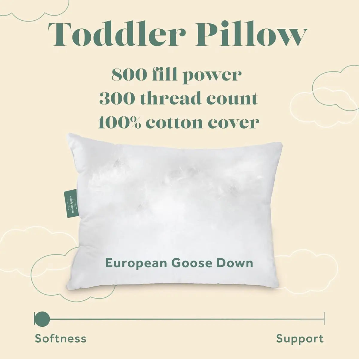 Toddler Pillow - Super Soft European Goose Down for Children Ages 18 to 48 Months - ComfyDown