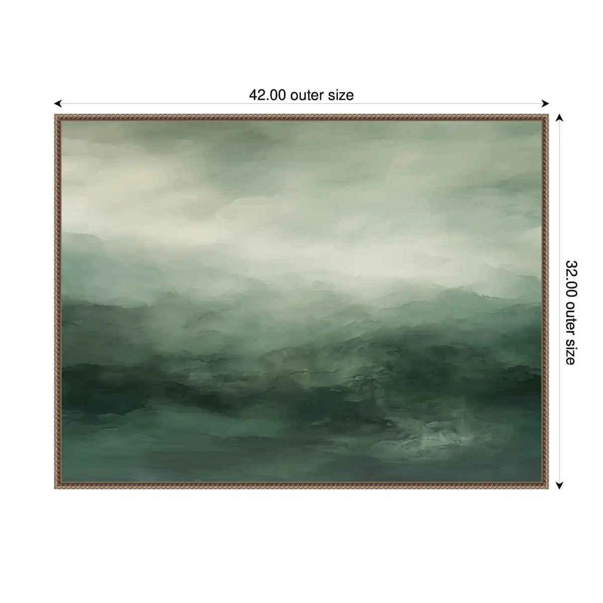 Tonal Sage Emerald Forest Green Landscape Horizontal Framed Canvas Wall Art Print - kateandlaurel