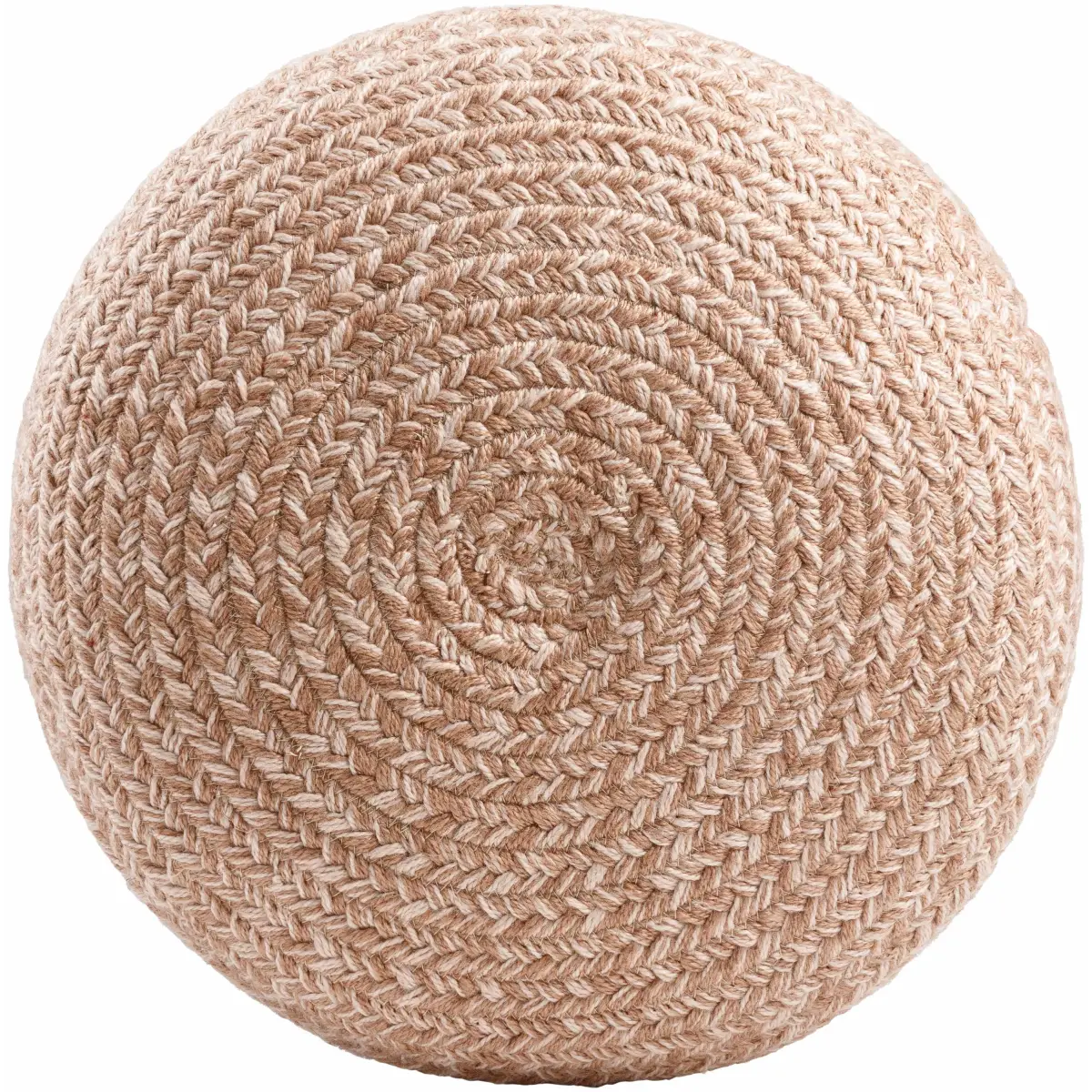 Tonanitla Natural Fiber Blush Knitted Pouf - 12’’H x 18’’W x 18’’D Cylinder - Boutique Rugs