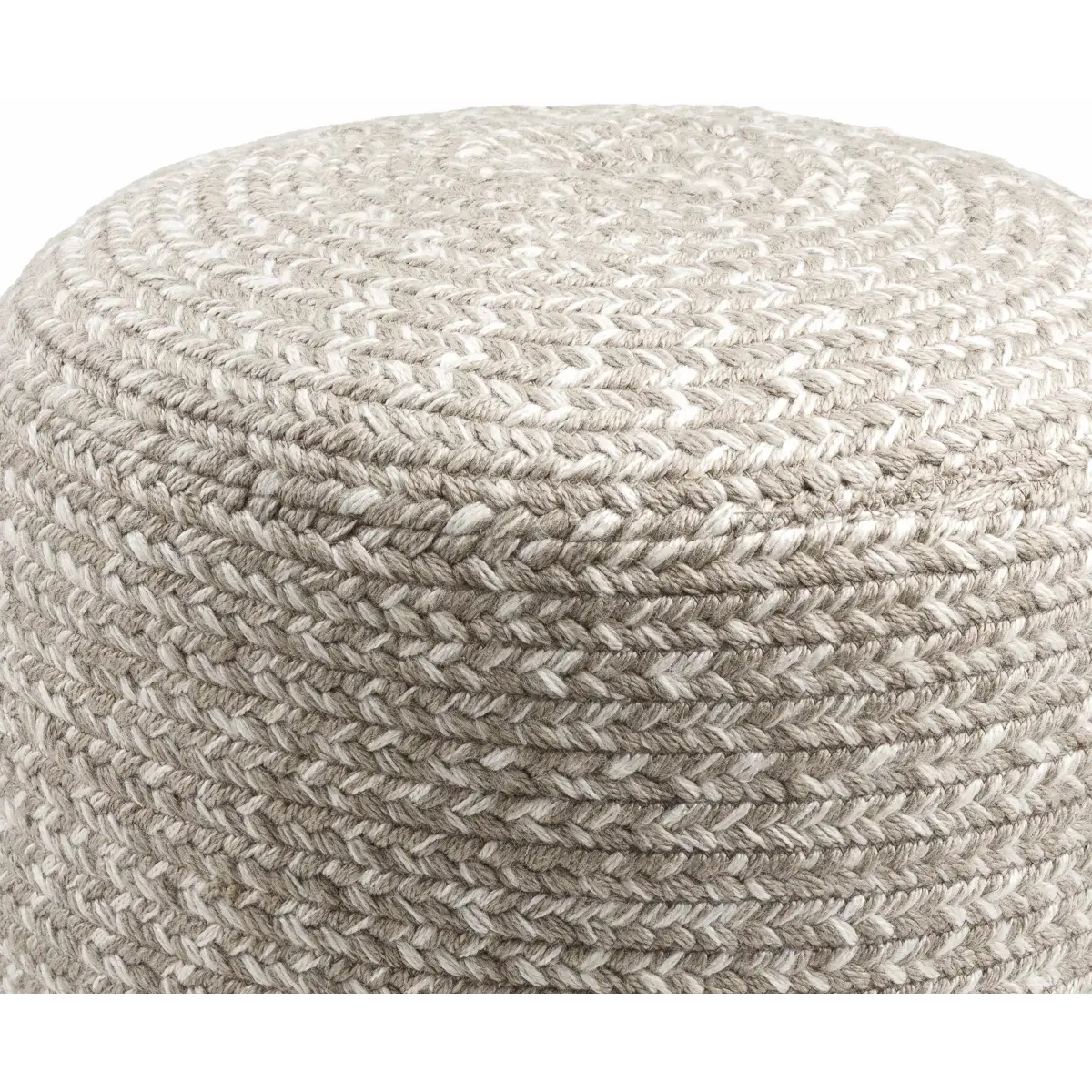 Tonanitla Natural Fiber Light Gray Knitted Pouf - 12’’H x 18’’W x 18’’D Cylinder - Boutique Rugs