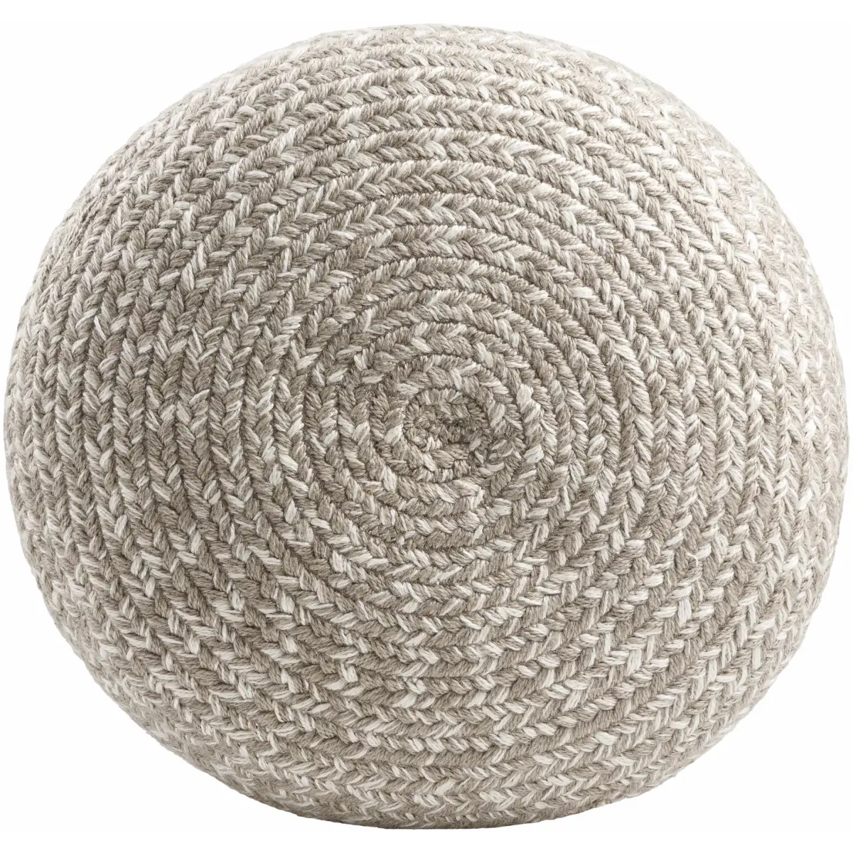 Tonanitla Natural Fiber Light Gray Knitted Pouf - 12’’H x 18’’W x 18’’D Cylinder - Boutique Rugs