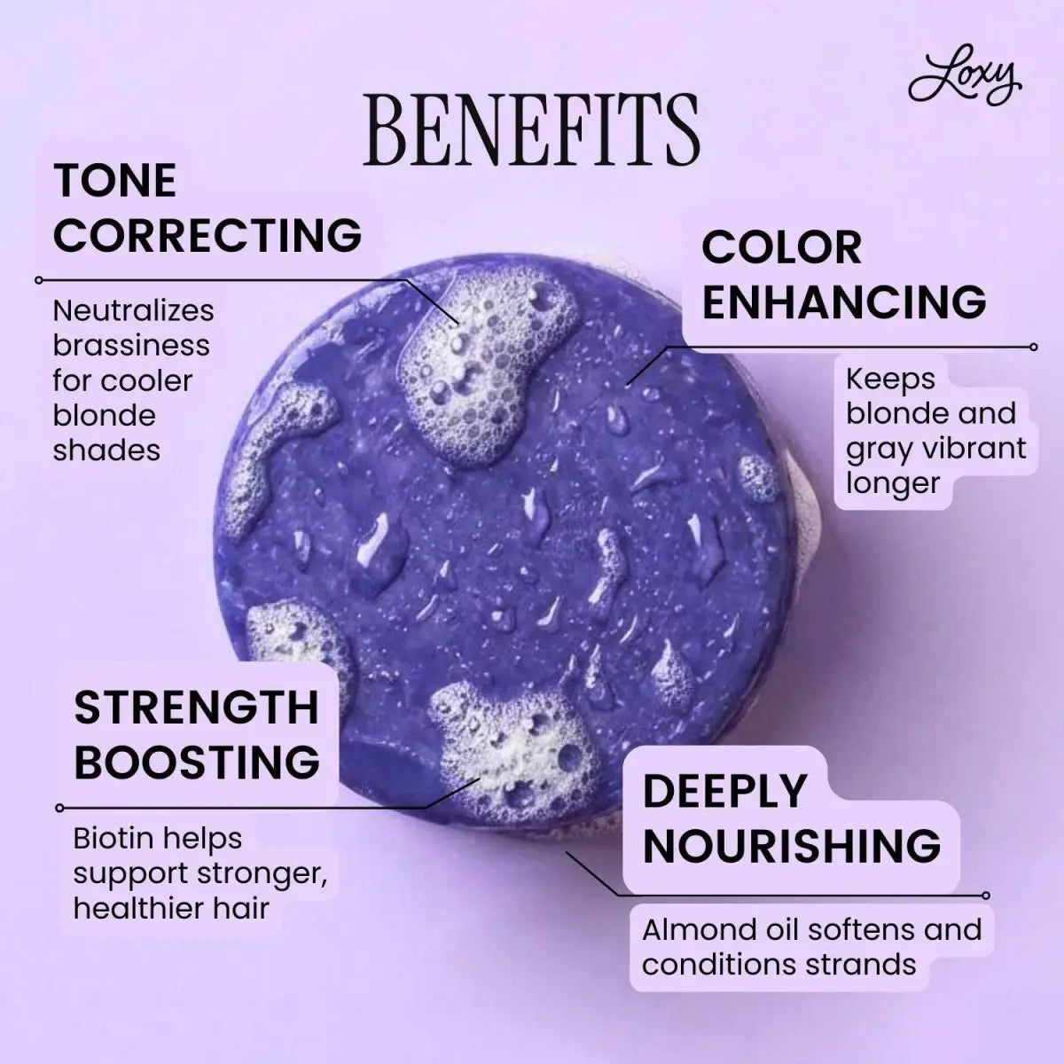 Conditioner Bar - TONE for Gray or Color-Treated Hair with Biotin and Almond Oil - Loxy