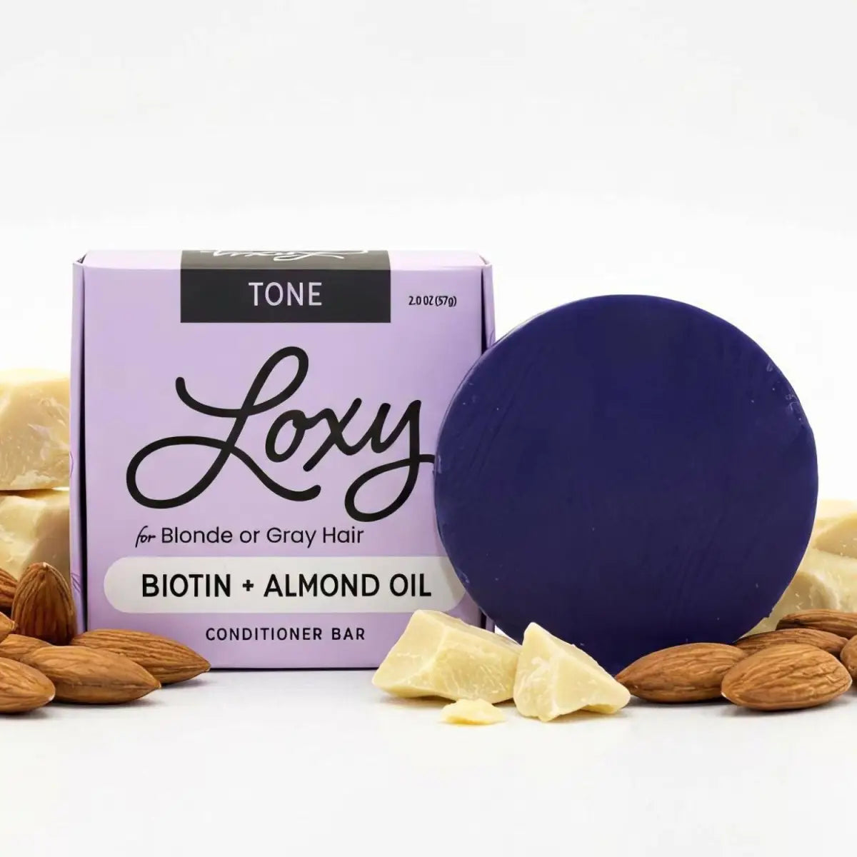 Conditioner Bar - TONE for Gray or Color-Treated Hair with Biotin and Almond Oil - Loxy