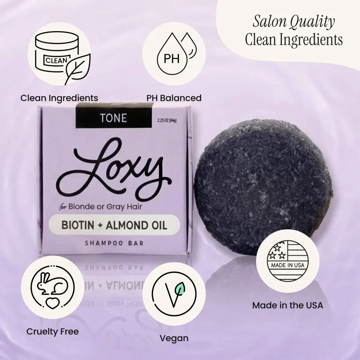 Shampoo Bar - TONE for Gray or Color-Treated Hair with Biotin - Loxy