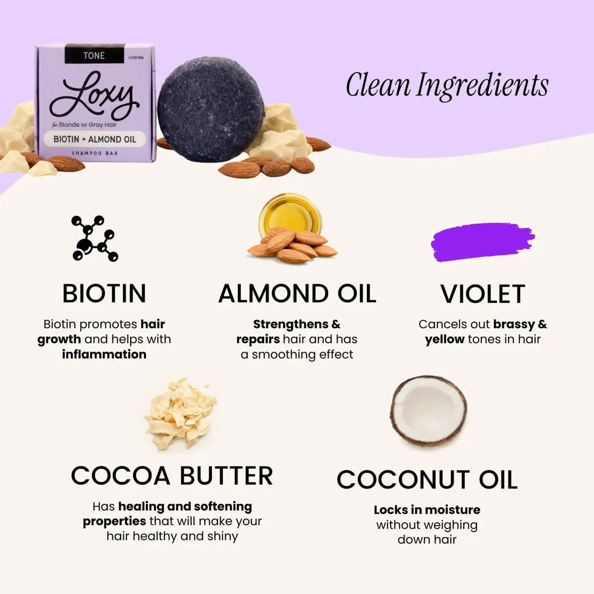 Shampoo Bar - TONE for Gray or Color-Treated Hair with Biotin - Loxy