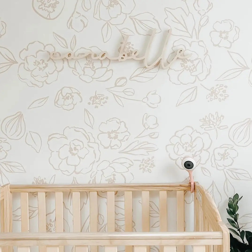 Tori Wallpaper - Beige Floral Line Drawing - by Hailey Creative - Loomwell Home Goods