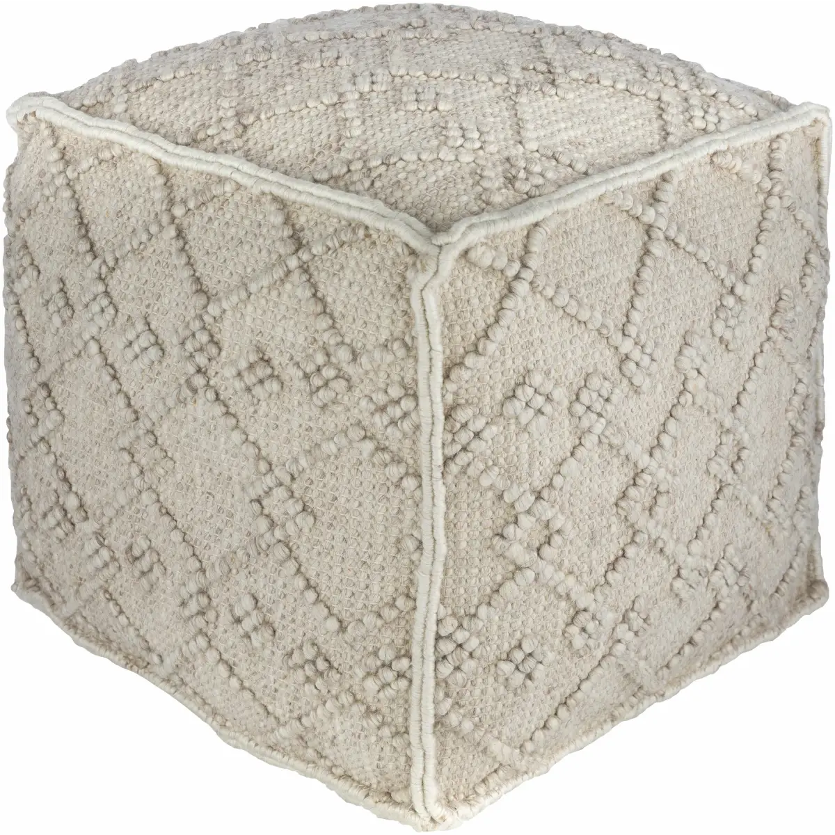 Toronto Hand Woven Wool Pouf - 18’’ Cube - Boutique Rugs