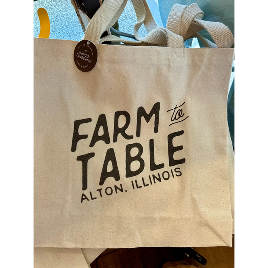 Tote Bag - Farm to Table - Alton Illinois - Indigo Tangerine