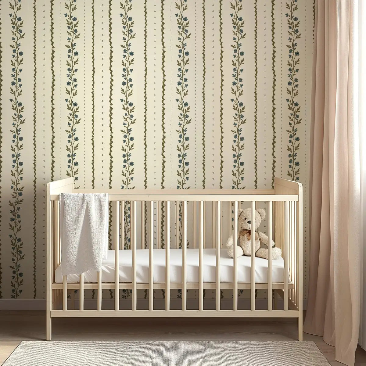 Tova Wallpaper - Cottage Stripe - Hand Drawn by The Feral Flower - Loomwell Home Goods