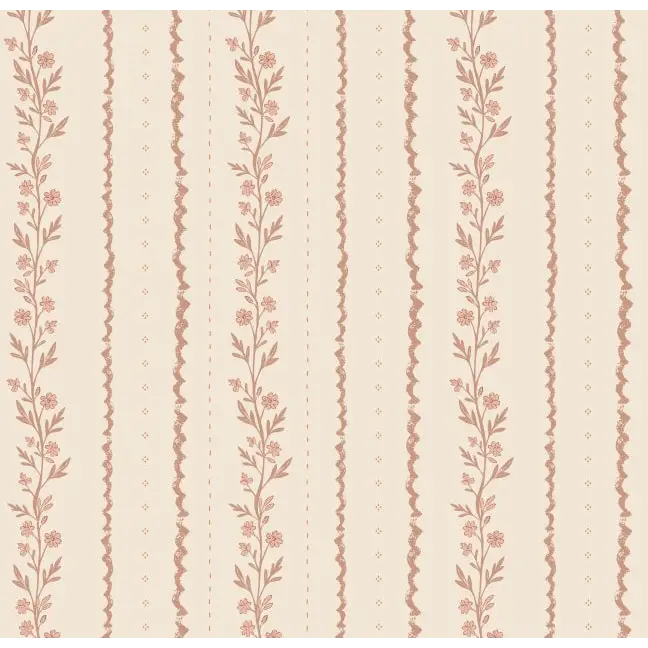 Tova Wallpaper - Cottage Stripe - Hand Drawn by The Feral Flower - Sample 1 foot by 1 foot / Blush - Loomwell Home Goods