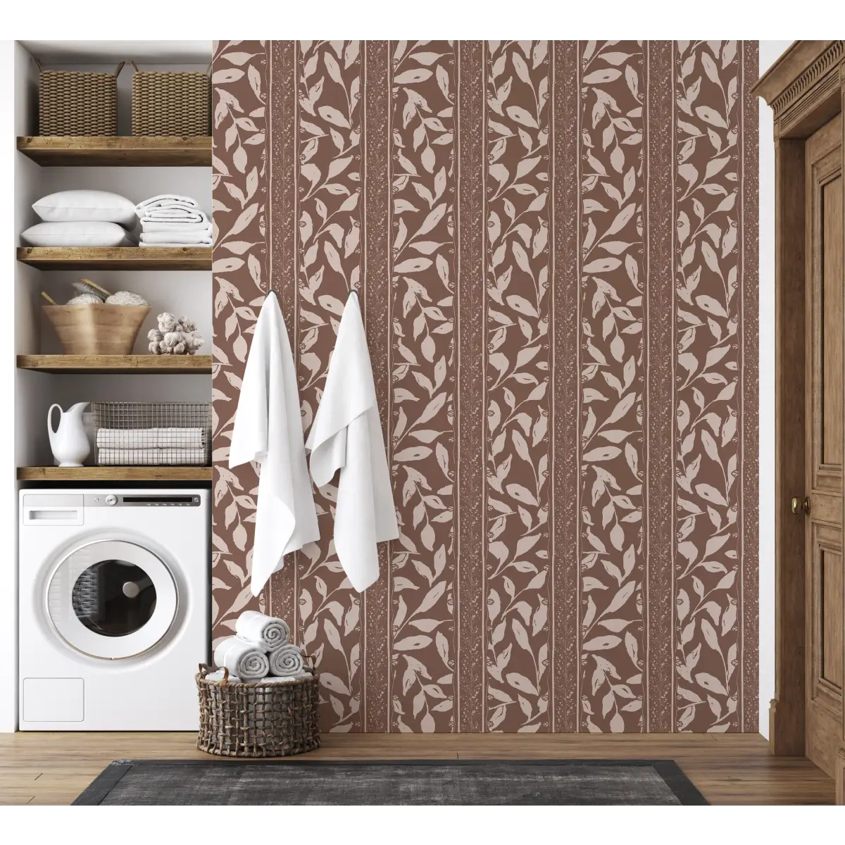 Townes Wallpaper - Leafy Stripes - by Rusky Rose by Amy - Loomwell Home Goods
