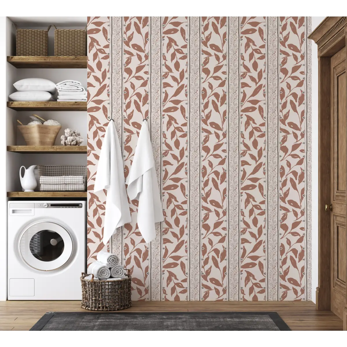 Townes Wallpaper - Leafy Stripes - by Rusky Rose by Amy - Loomwell Home Goods
