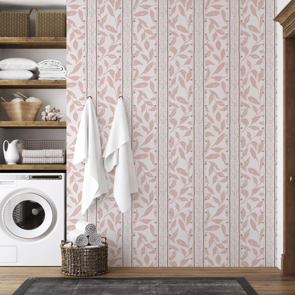 Townes Wallpaper - Leafy Stripes - by Rusky Rose by Amy - Loomwell Home Goods