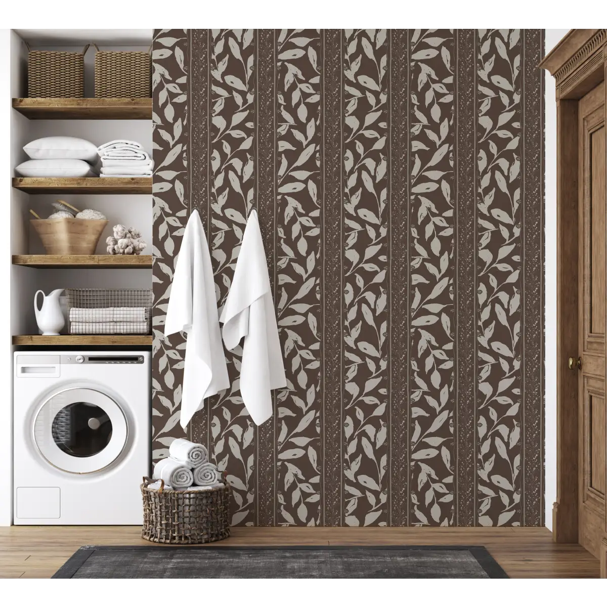 Townes Wallpaper - Leafy Stripes - by Rusky Rose by Amy - Loomwell Home Goods