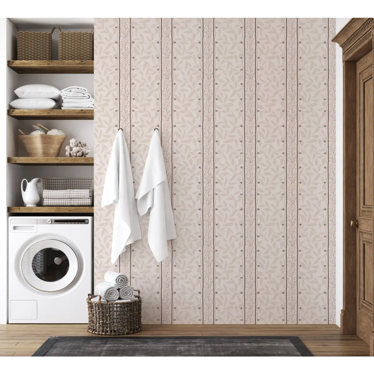Townes Wallpaper - Leafy Stripes - by Rusky Rose by Amy - Loomwell Home Goods