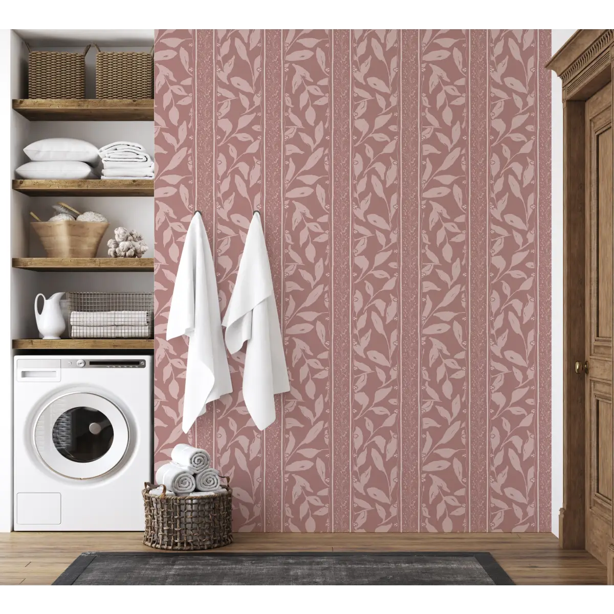 Townes Wallpaper - Leafy Stripes - by Rusky Rose by Amy - Loomwell Home Goods