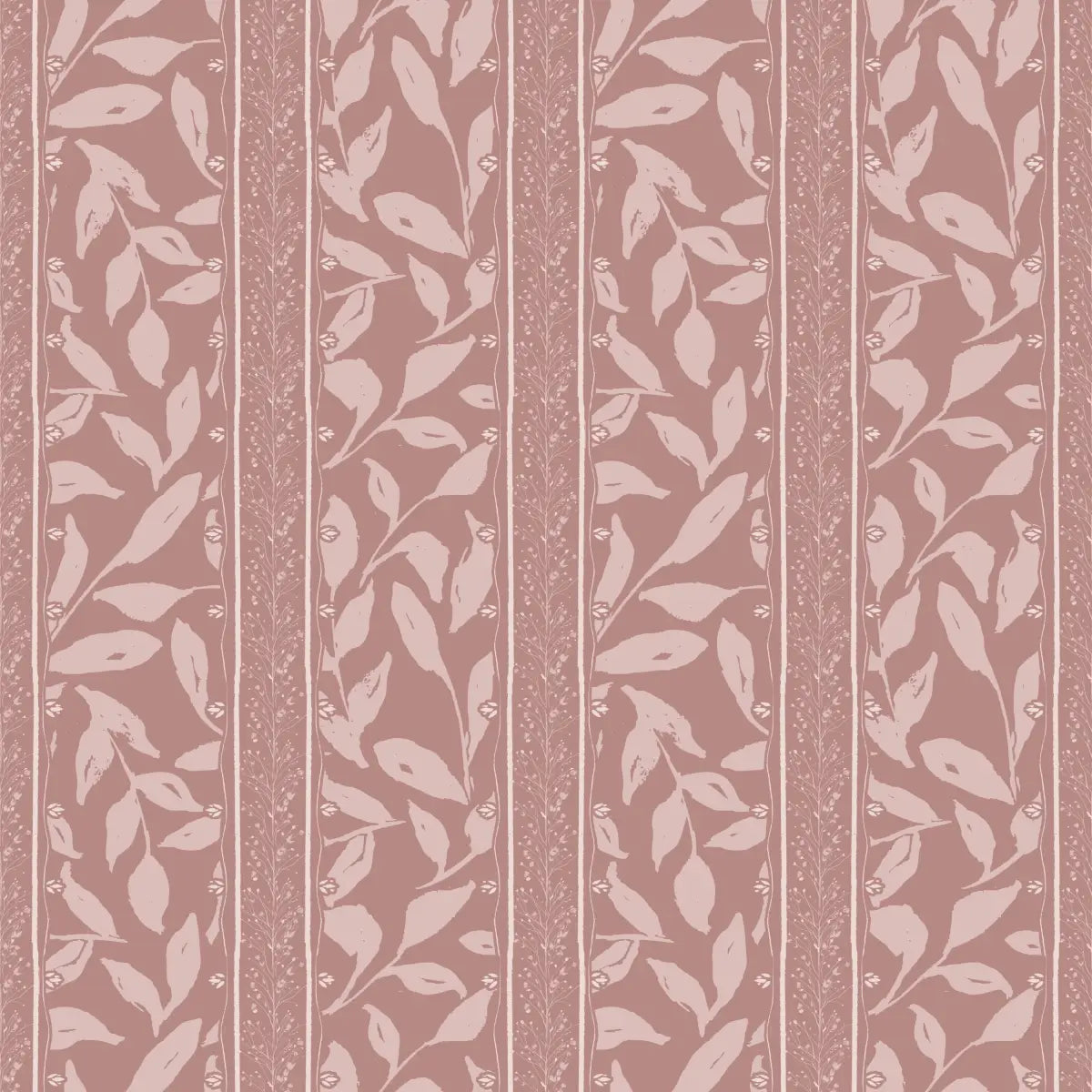 Townes Wallpaper - Leafy Stripes - by Rusky Rose by Amy - Sample 1 foot by 1 foot / Mauve - Loomwell Home Goods