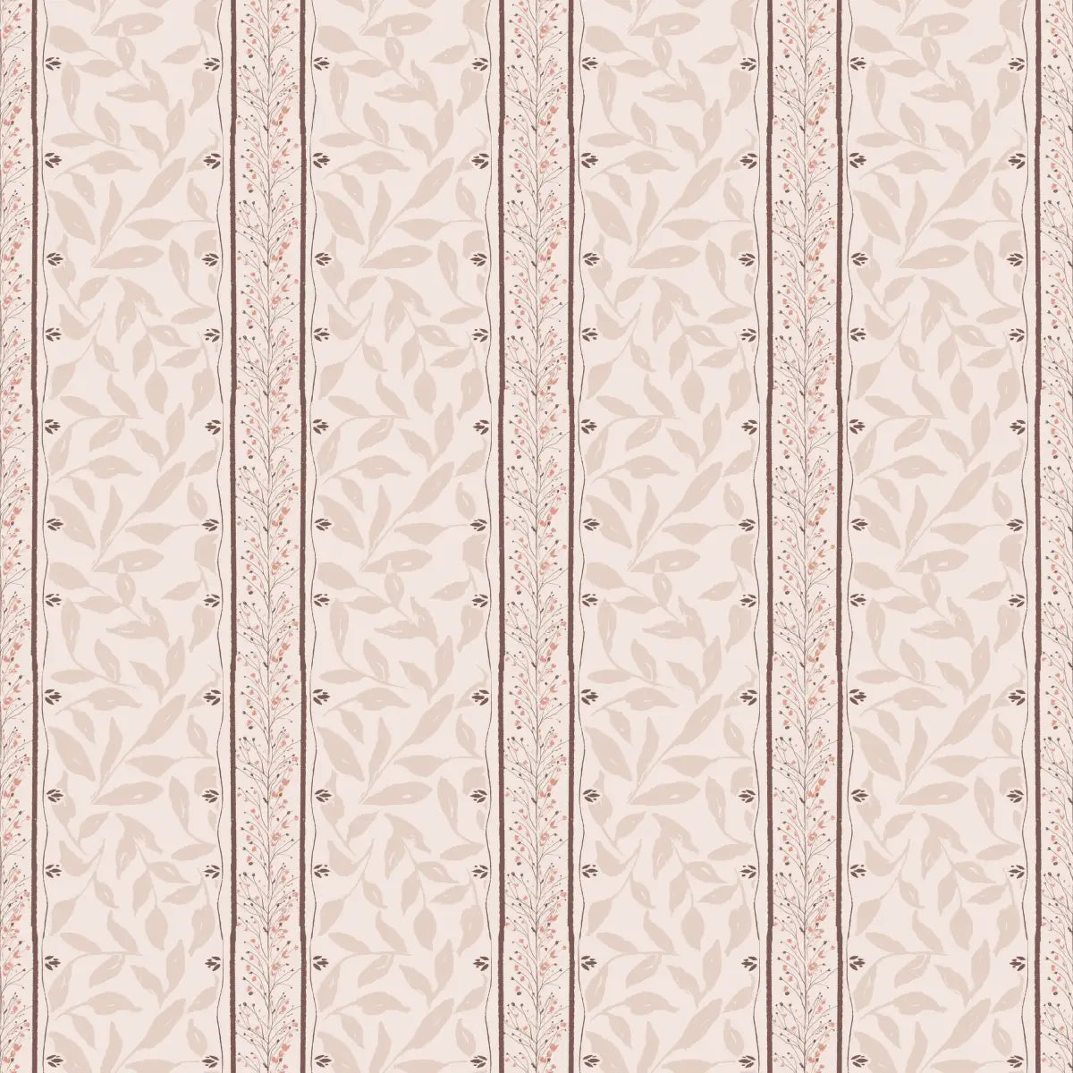 Townes Wallpaper - Leafy Stripes - by Rusky Rose by Amy - Sample 1 foot by 1 foot / Neutral - Loomwell Home Goods