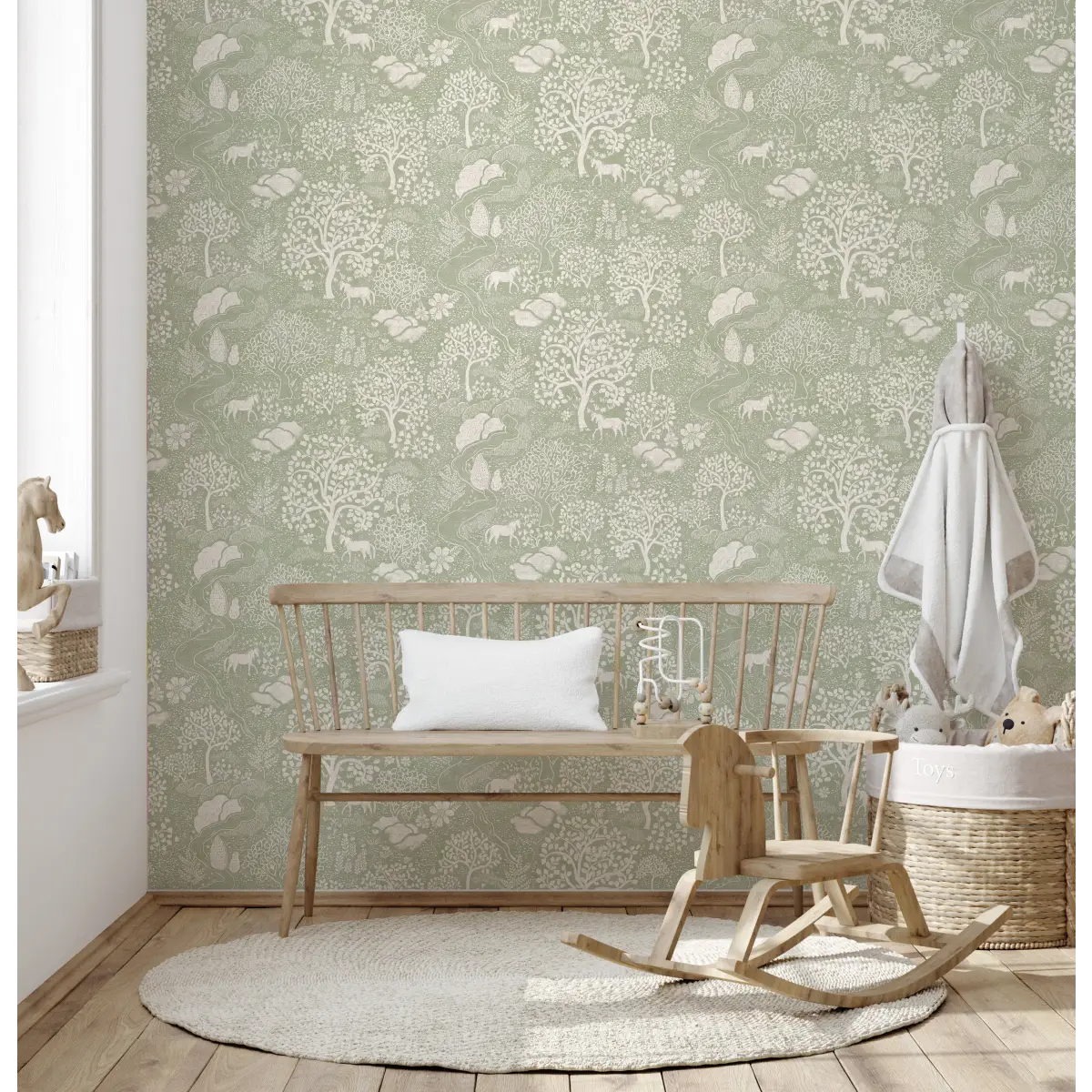 Townsley Wallpaper - Pastel Forest with Horses - by Aynsley Ovard x Bloomery Decor - Loomwell Home Goods