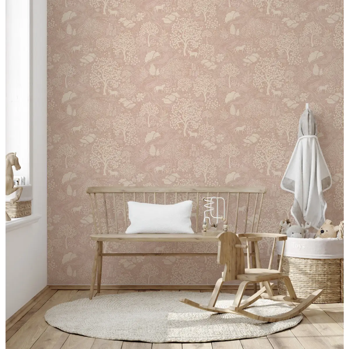 Townsley Wallpaper - Pastel Forest with Horses - by Aynsley Ovard x Bloomery Decor - Loomwell Home Goods
