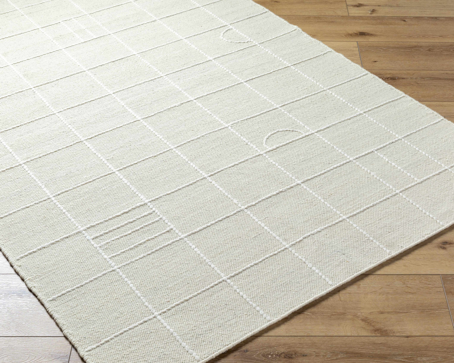 Off White Checkered Wool Area Rug - Boutique Rugs