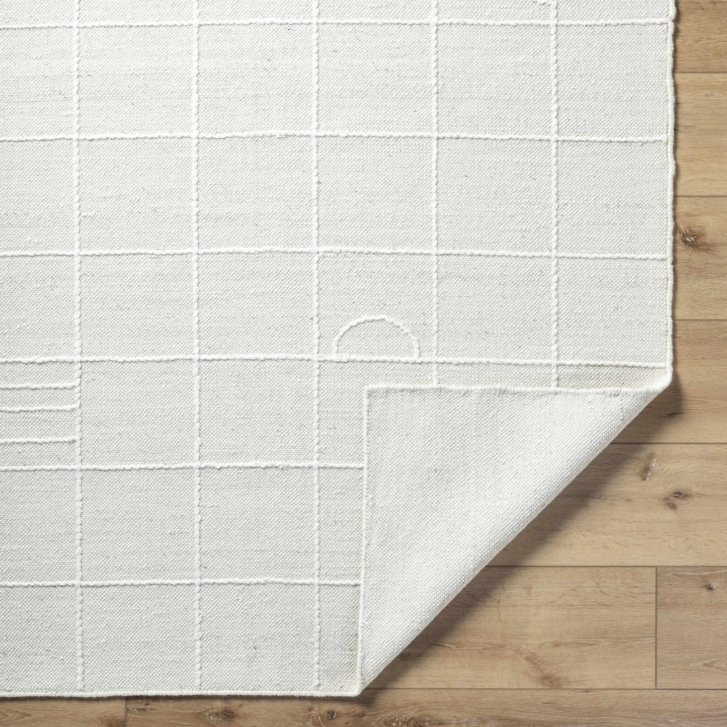 Off White Checkered Wool Area Rug - Boutique Rugs