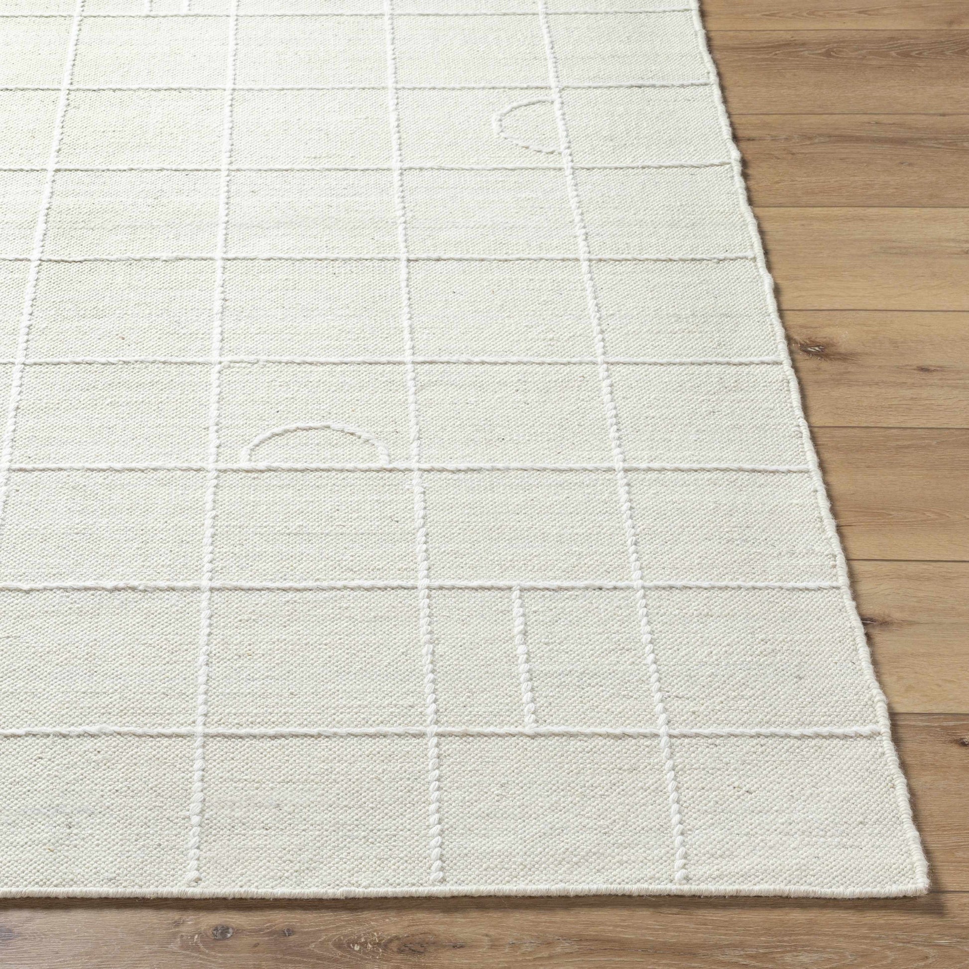 Off White Checkered Wool Area Rug - Boutique Rugs