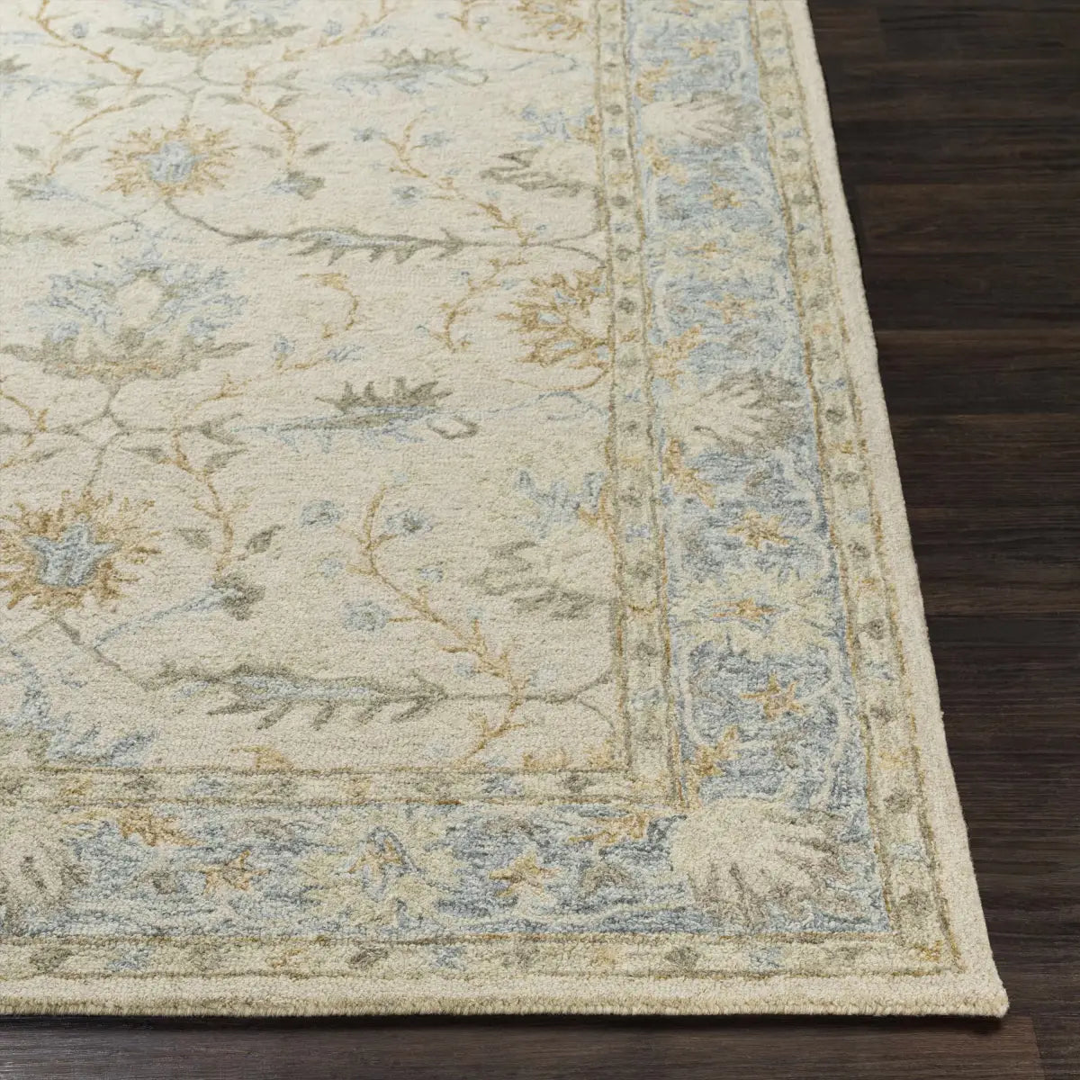 Traditional Beige Blue Area Rug - Boutique Rugs