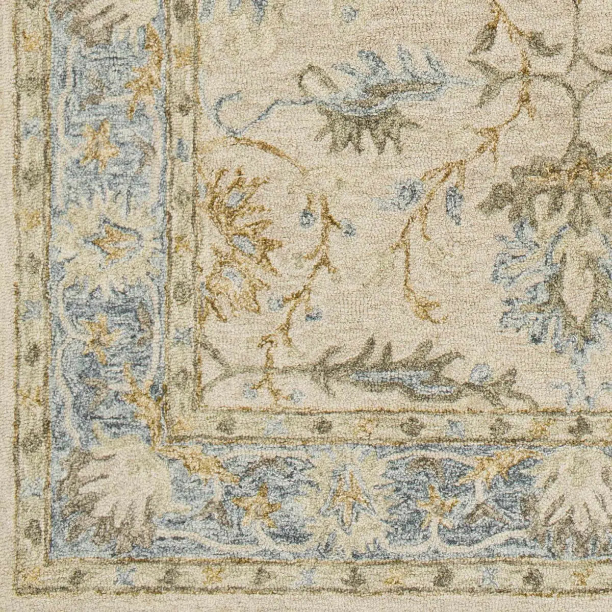 Traditional Beige Blue Area Rug - Boutique Rugs