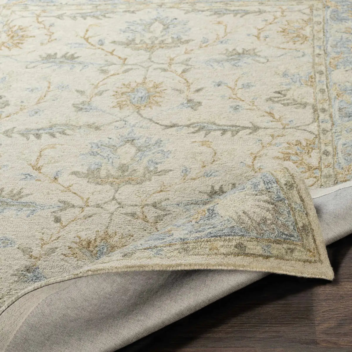 Traditional Beige Blue Area Rug - Boutique Rugs