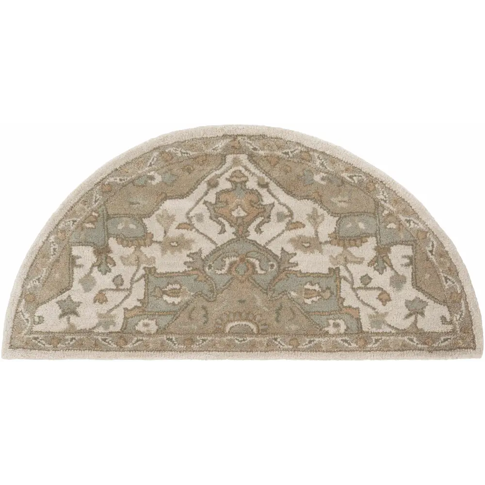 Traditional Medallion Tan Wool Area Rug - 2’ x 4’ Hearth - Boutique Rugs