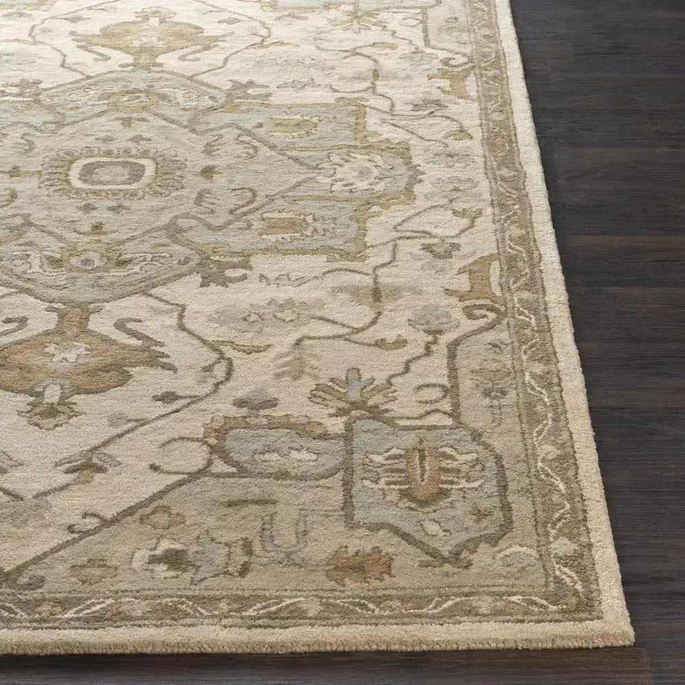 Traditional Medallion Tan Wool Area Rug - Boutique Rugs