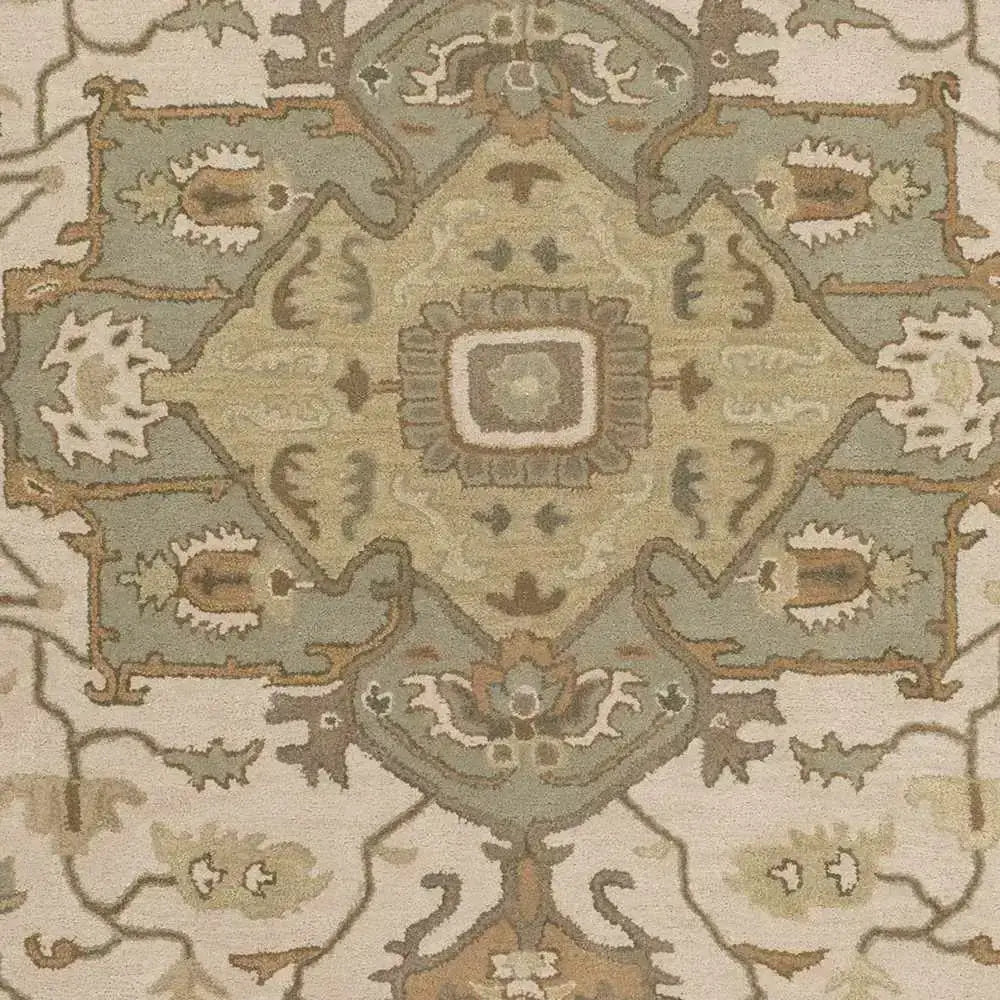 Traditional Medallion Tan Wool Area Rug - Boutique Rugs