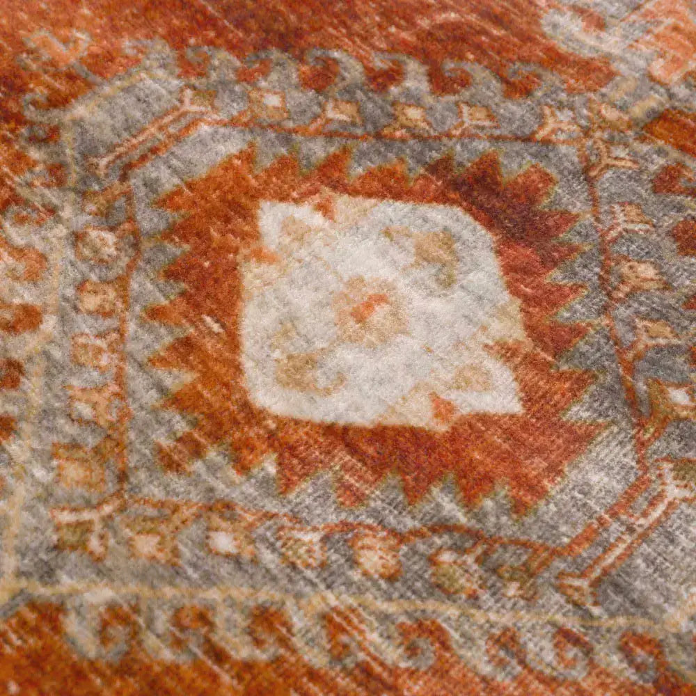 Traditional Orange Washable Area Rug - 2’ x 3’ Rectangle - Boutique Rugs