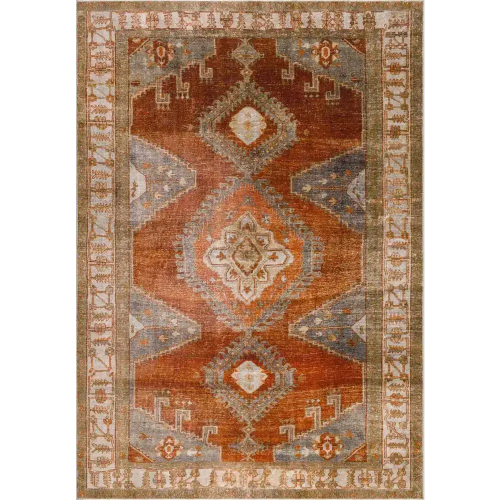 Traditional Orange Washable Area Rug - Boutique Rugs