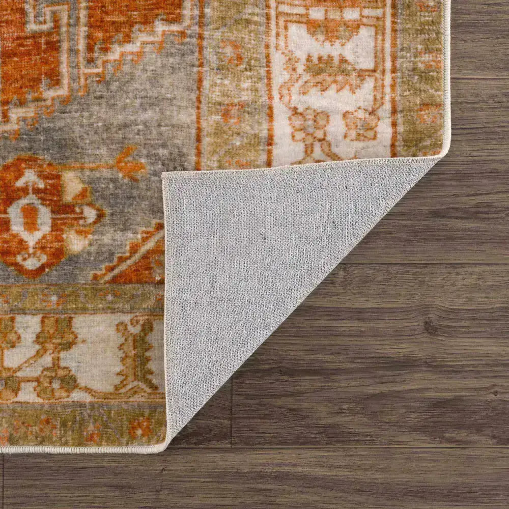 Traditional Orange Washable Area Rug - Boutique Rugs