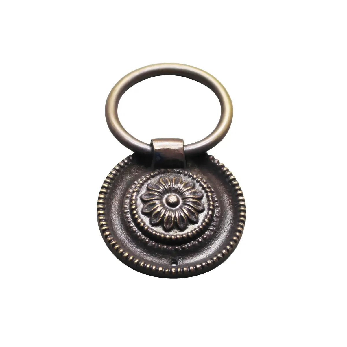 Traditional Rosette Ring Cabinet Dresser Pull Antique Brass - Ave Home