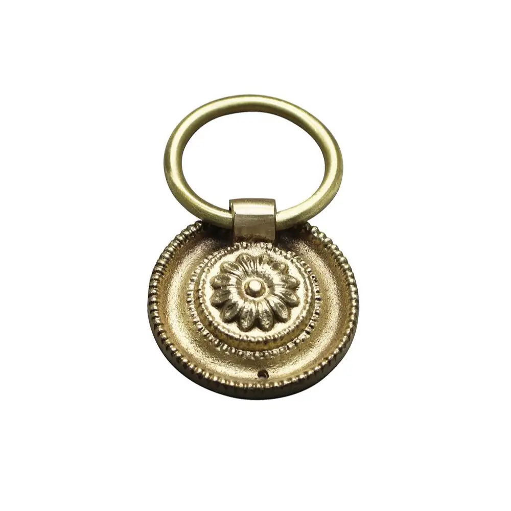 Traditional Rosette Ring Cabinet Dresser Pull Brass - Ave Home