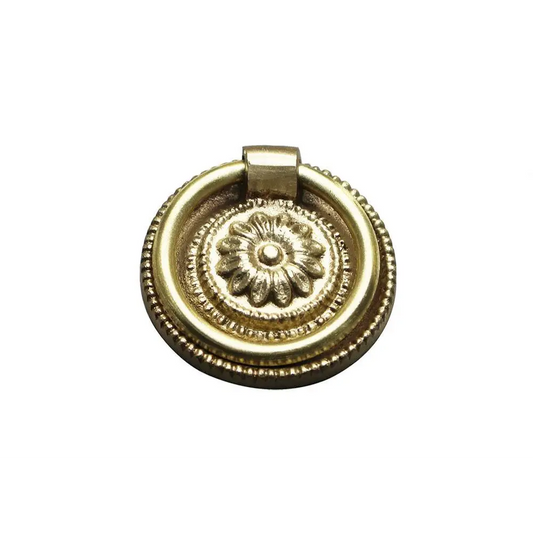 Traditional Rosette Ring Cabinet Dresser Pull Brass - Ave Home