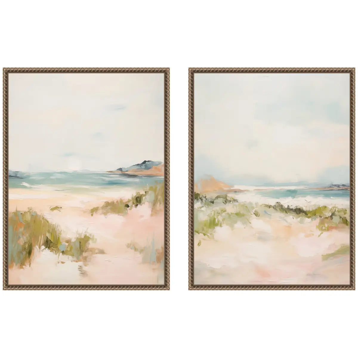 Canvas Art Print Set of 2 - Tranquil Landscape - Sylvie Beaded Dark Gold - kateandlaurel