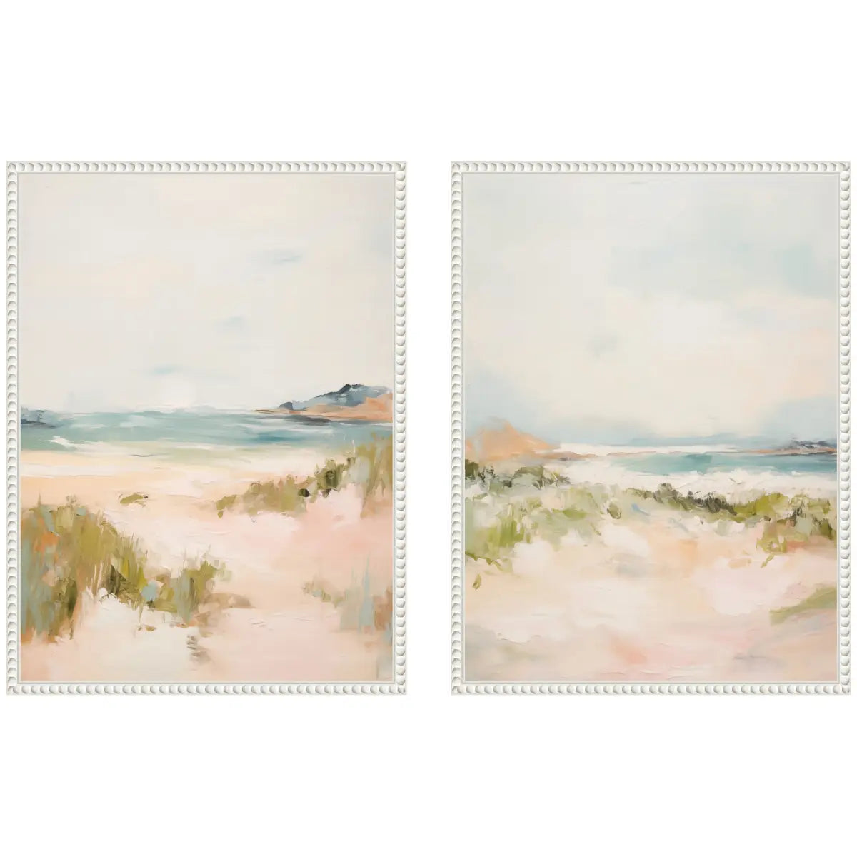 Canvas Art Print Set of 2 - Tranquil Landscape - Sylvie Beaded White - kateandlaurel