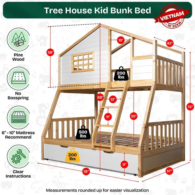 Treehouse Kid Bunk Bed - Fun Child’s Room - Megsu