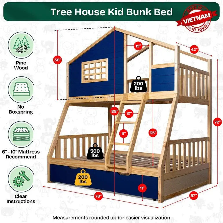 Treehouse Kid Bunk Bed - Fun Child’s Room - Megsu