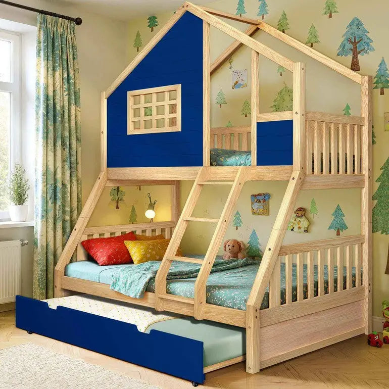 Treehouse Kid Bunk Bed - Fun Child’s Room - Navy Blue - Megsu