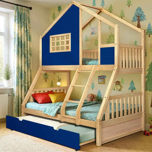 Treehouse Kid Bunk Bed - Fun Child’s Room - Navy Blue - Megsu