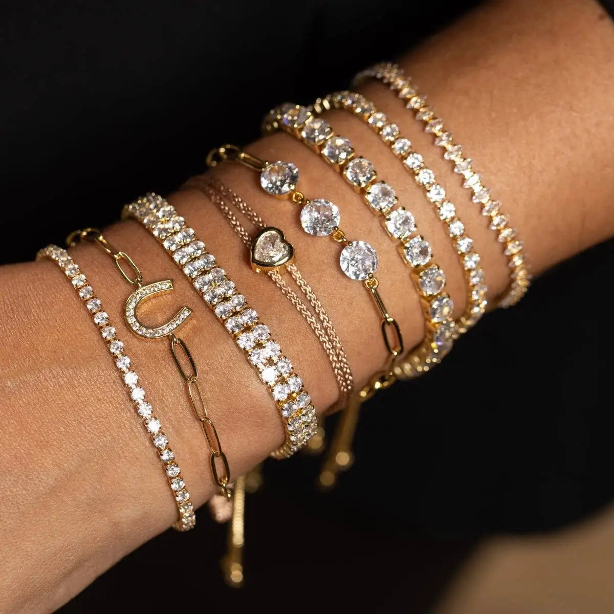 Pulley Bracelet - Silver Triple CZ Paperclip Chain - Splendid Iris