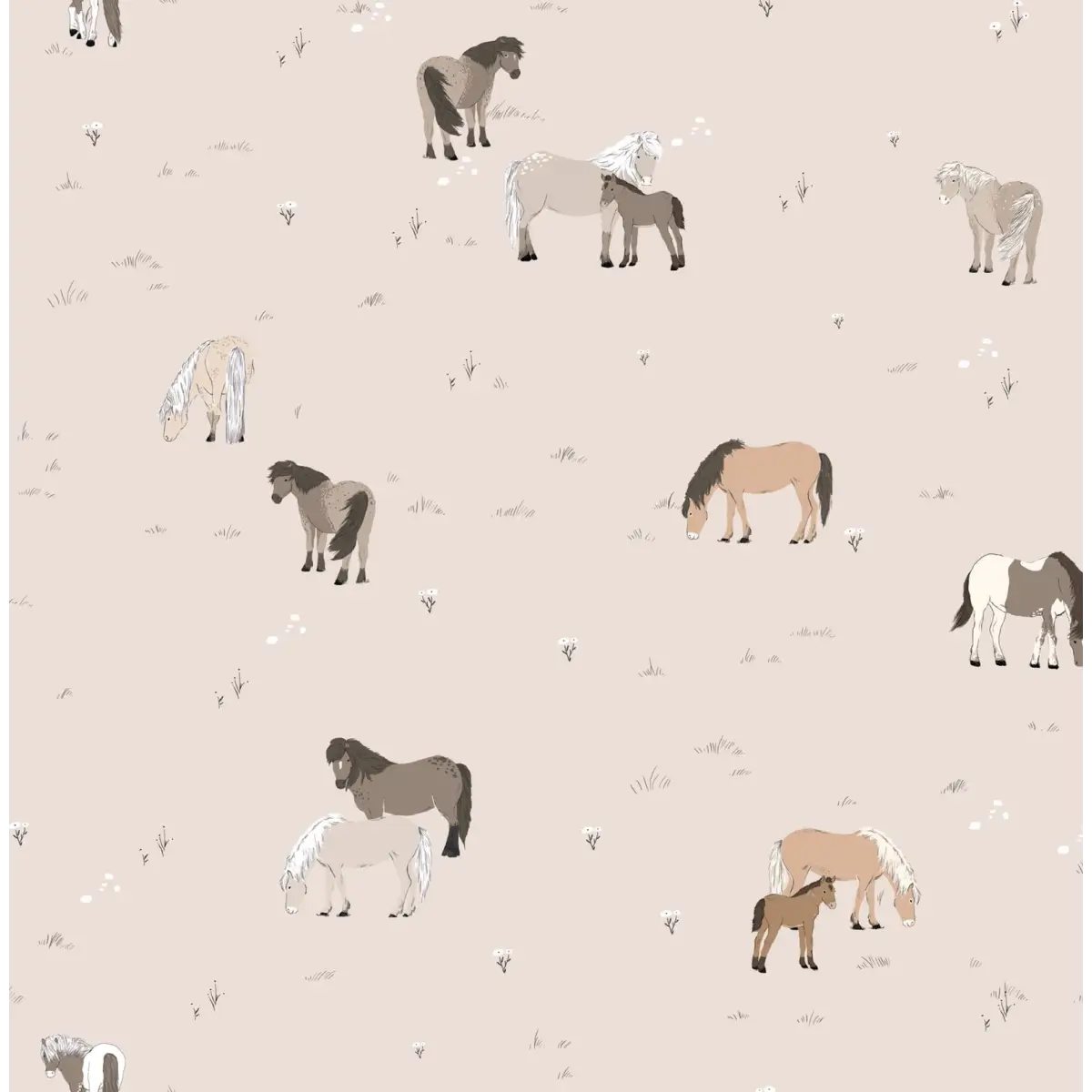 Trish Wallpaper - Horses and Ponies for Kids - by Micush - Sample 1 foot by 1 foot - Loomwell Home Goods
