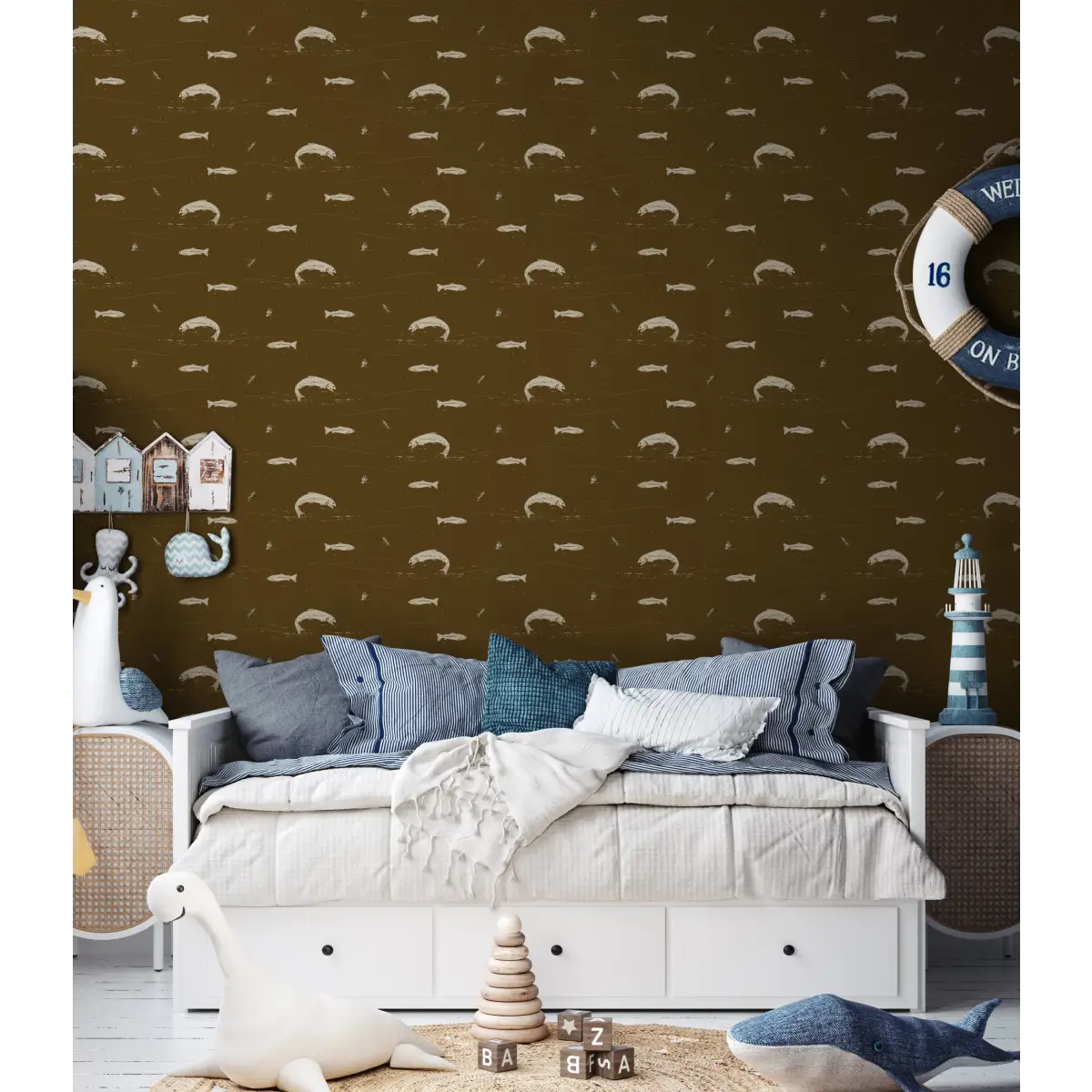 Trout Wallpaper - Fish Lake - by Cassandra Zaniboni - Loomwell Home Goods