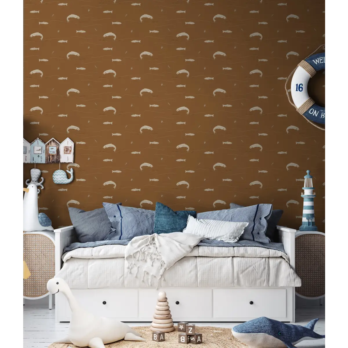 Trout Wallpaper - Fish Lake - by Cassandra Zaniboni - Loomwell Home Goods
