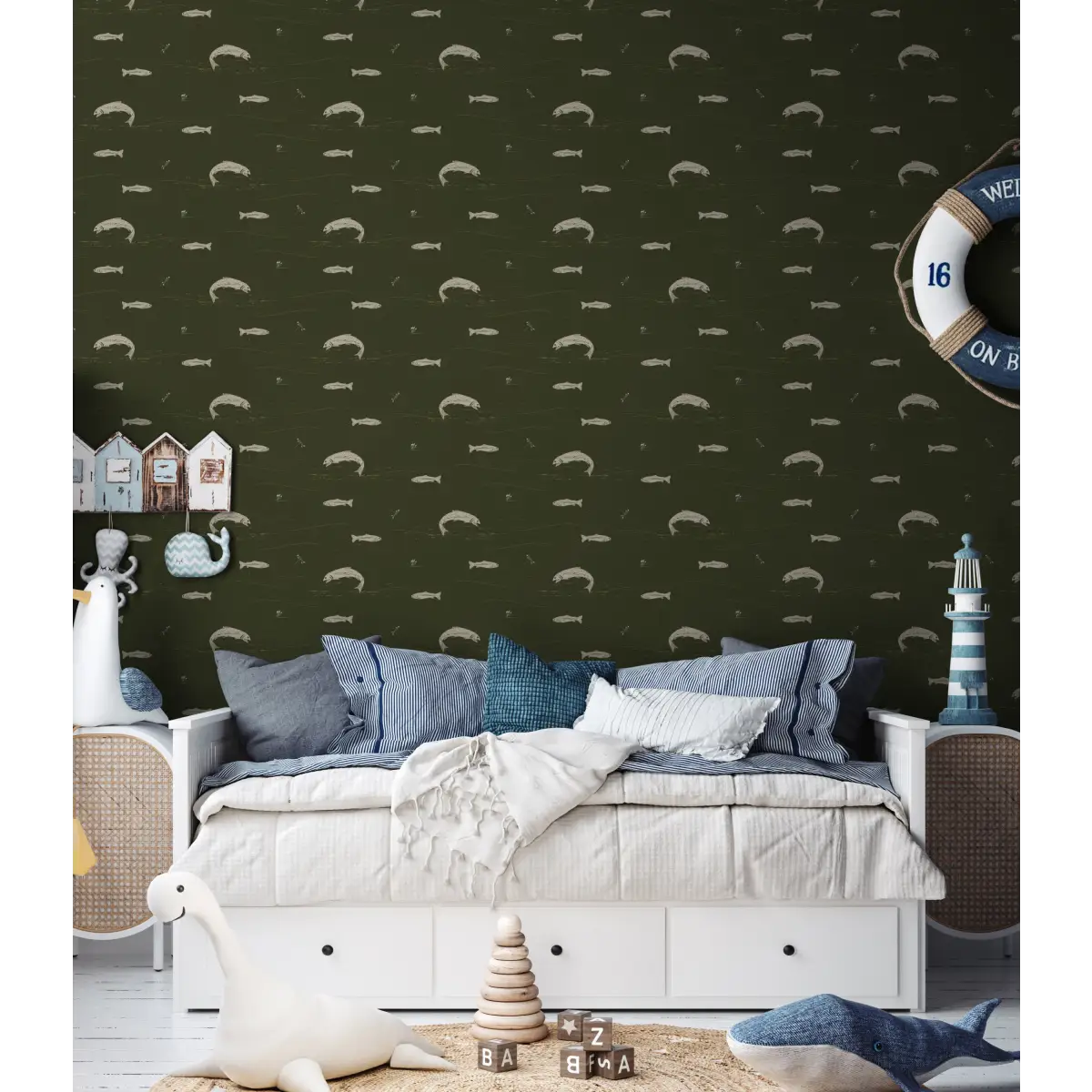 Trout Wallpaper - Fish Lake - by Cassandra Zaniboni - Loomwell Home Goods